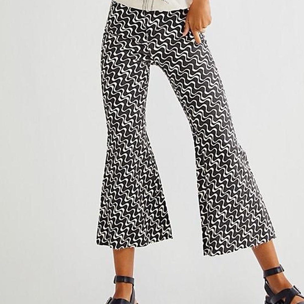Free People youthquake printed crop flare jeans